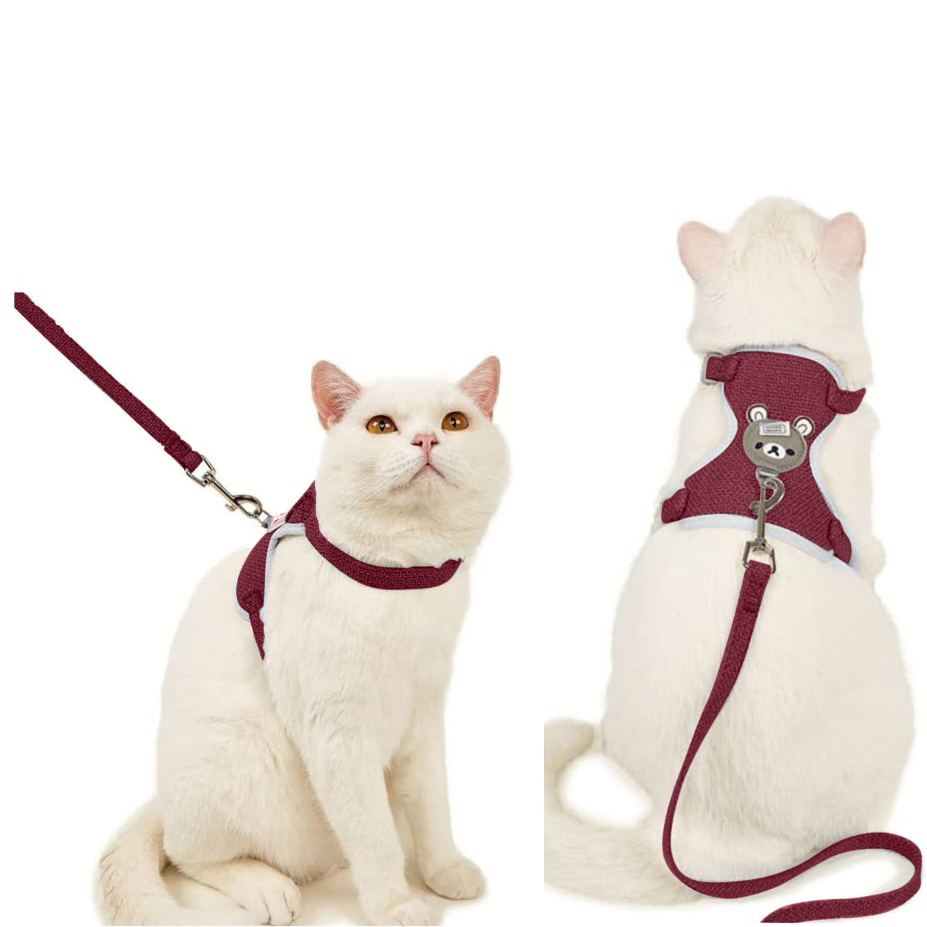 Cute Cat Harness and Leash Set - Lightweight & Escape Proof - Adjustable and Soft Walking Harness for Cats