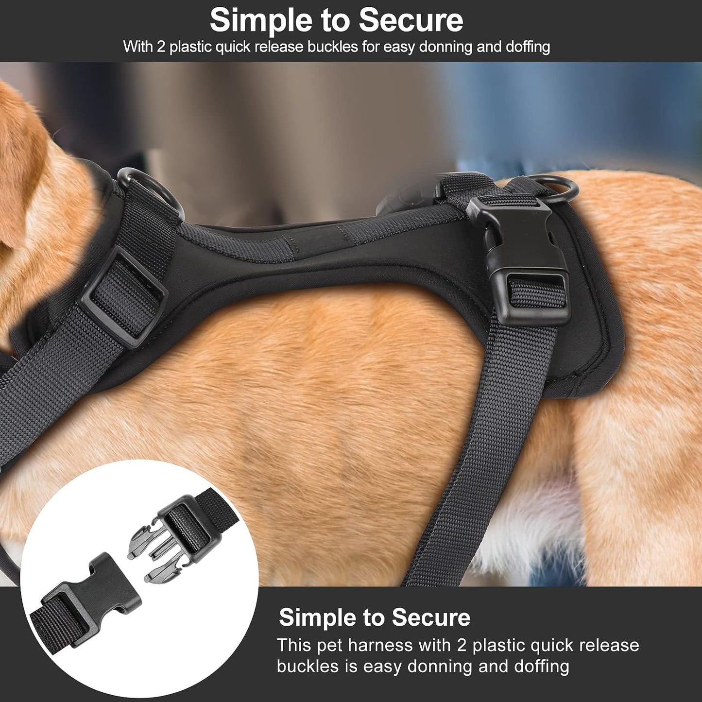 No Pull Lightweight Adjustable Dog Harness, Durable Breathable Mesh Dog Vest Harness with Soft & Comfortable Cushion