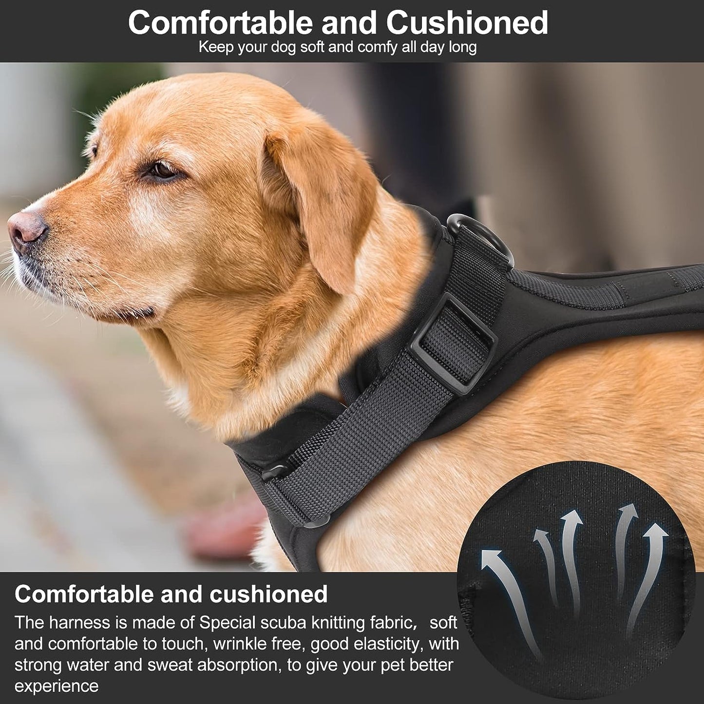 No Pull Lightweight Adjustable Dog Harness, Durable Breathable Mesh Dog Vest Harness with Soft & Comfortable Cushion