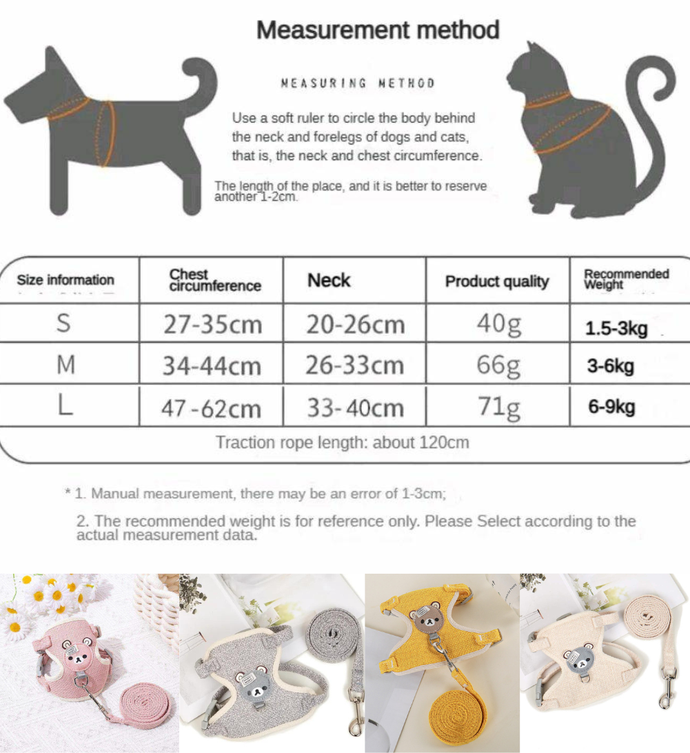Cute Cat Harness and Leash Set - Lightweight & Escape Proof - Adjustable and Soft Walking Harness for Cats