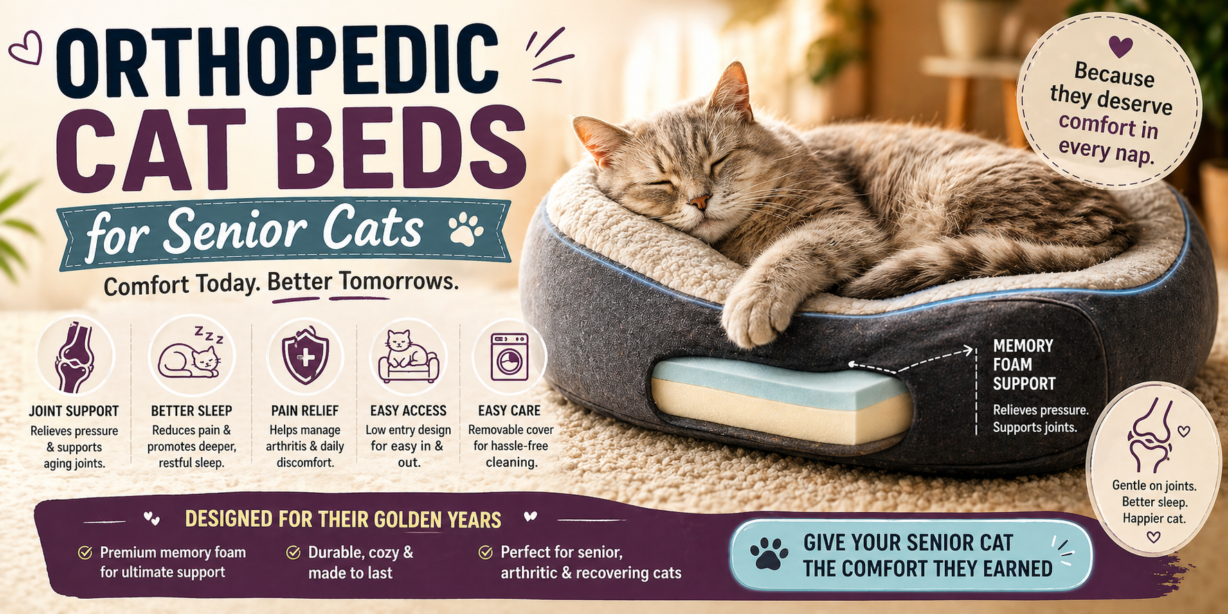 Orthopedic Cat Beds for Senior Cats: Benefits, Buying Guide & Best Picks