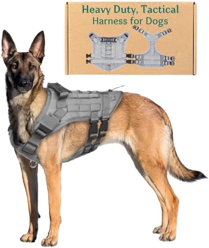 Tactical Dog Harness No Pull – Heavy Duty Military Grade Vest with MOLLE Panels & Easy Control Handle | Adjustable Service Dog Harness for Training Walking | Medium Large Dogs – German Shepherd, Labrador