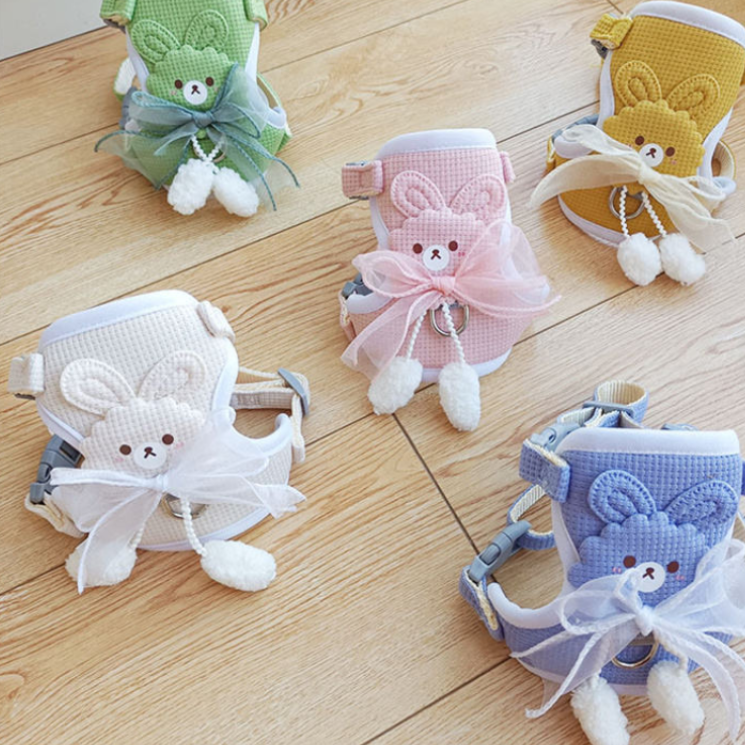 Cat Harness and Leash Set – Escape Proof Cute Bunny Design with Bow, Soft Breathable Adjustable Vest Harness, No Pull No Choke Walking Harness for Small, Medium, Large Cats and Kittens