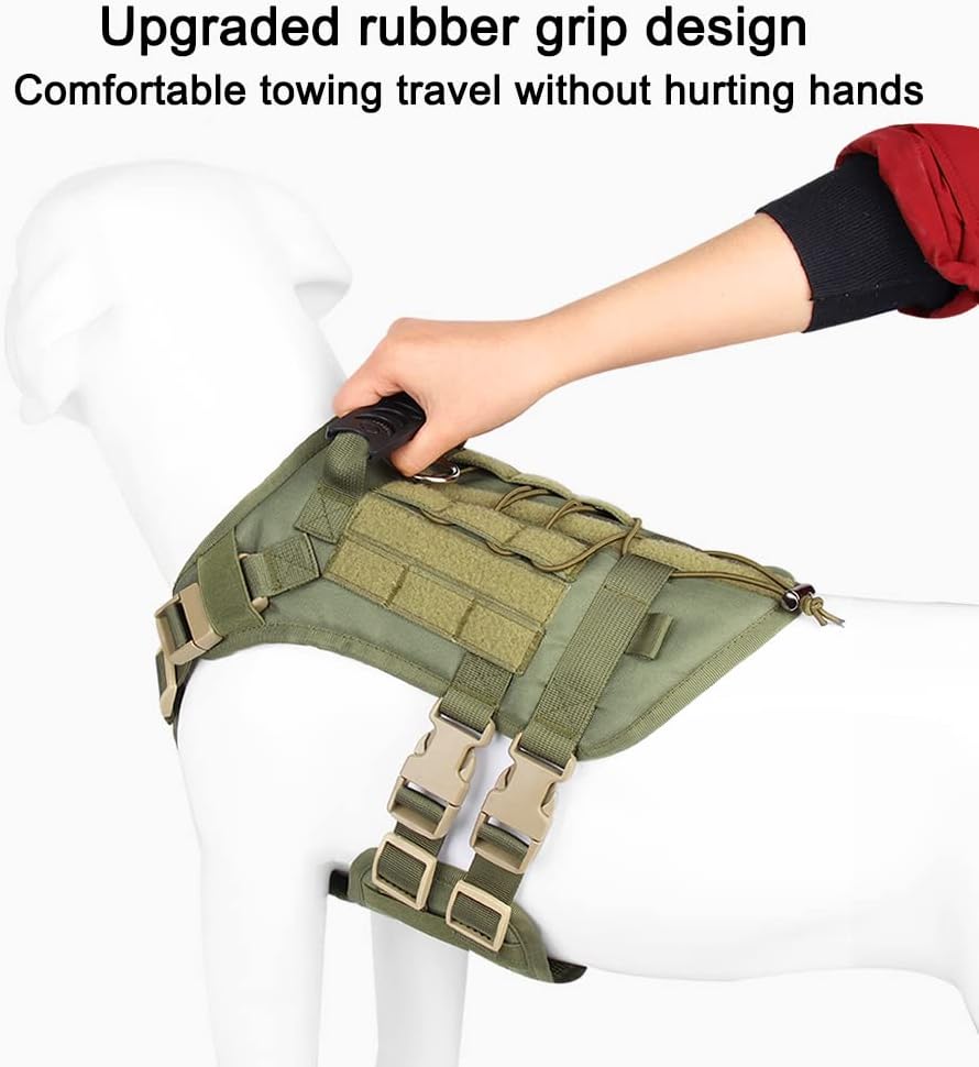 Tactical No Pull Adjustable Harness for Dogs, Military Grade with Molle Panels Easy Control with Handle