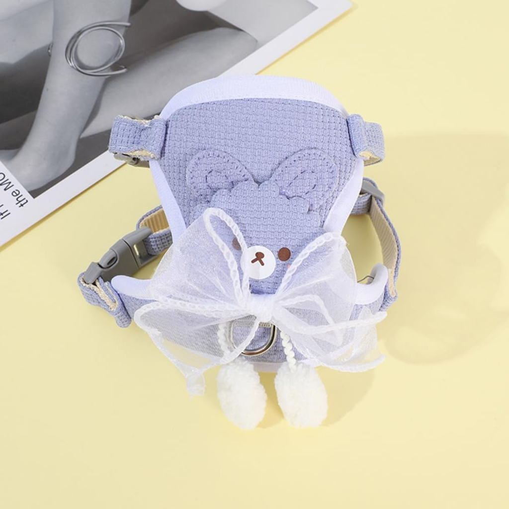 Cat Harness and Leash Set – Escape Proof Cute Bunny Design with Bow, Soft Breathable Adjustable Vest Harness, No Pull No Choke Walking Harness for Small, Medium, Large Cats and Kittens