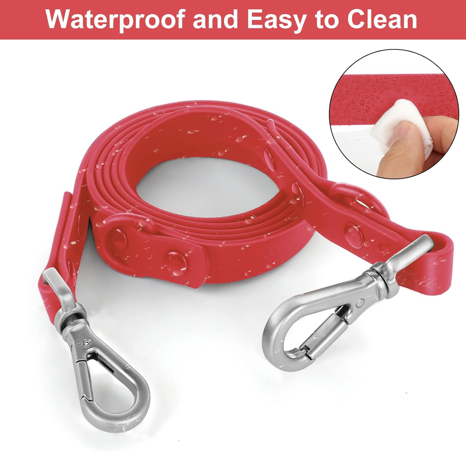 Waterproof Premium Dog leashes for Dogs with 2 Hooks,Training Leash,Adjustable Lengths for Traffic Control Safety, Durable and Odor Proof.
