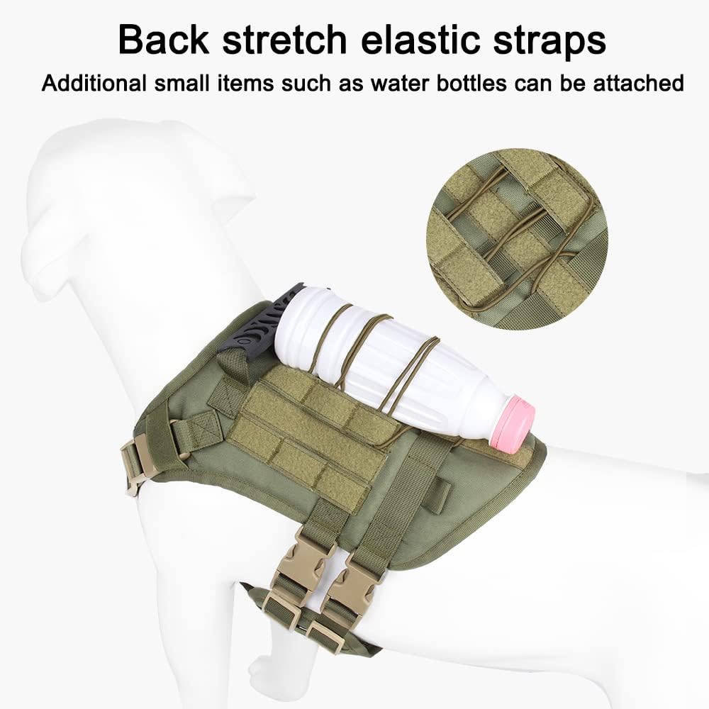 Tactical No Pull Adjustable Harness for Dogs, Military Grade with Molle Panels Easy Control with Handle