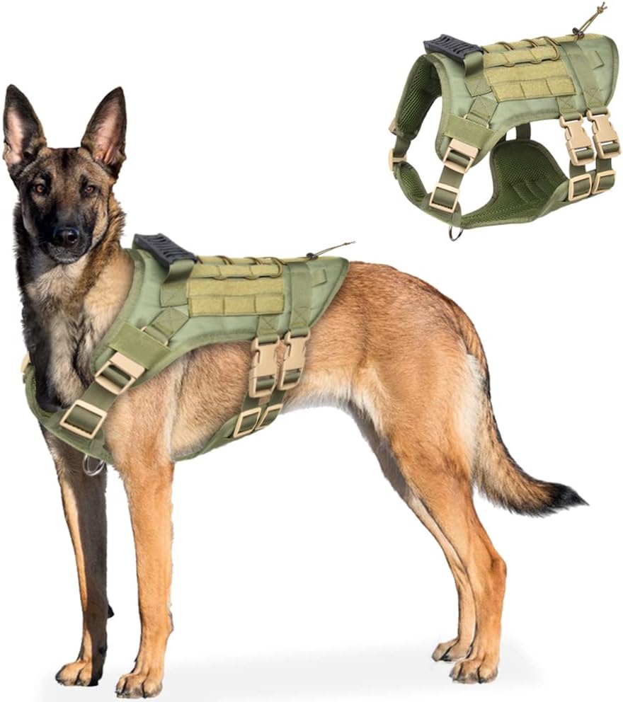 Tactical Dog Harness No Pull – Heavy Duty Military Grade Vest with MOLLE Panels & Easy Control Handle | Adjustable Service Dog Harness for Training Walking | Medium Large Dogs – German Shepherd, Labrador