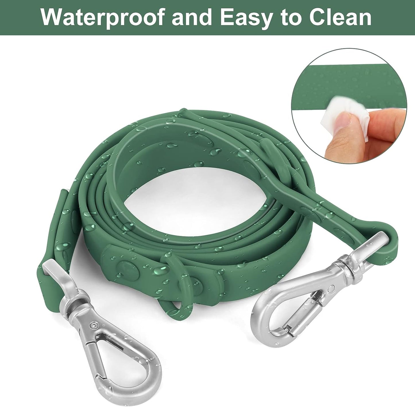 Waterproof Premium Dog leashes for Dogs with 2 Hooks,Training Leash,Adjustable Lengths for Traffic Control Safety, Durable and Odor Proof.