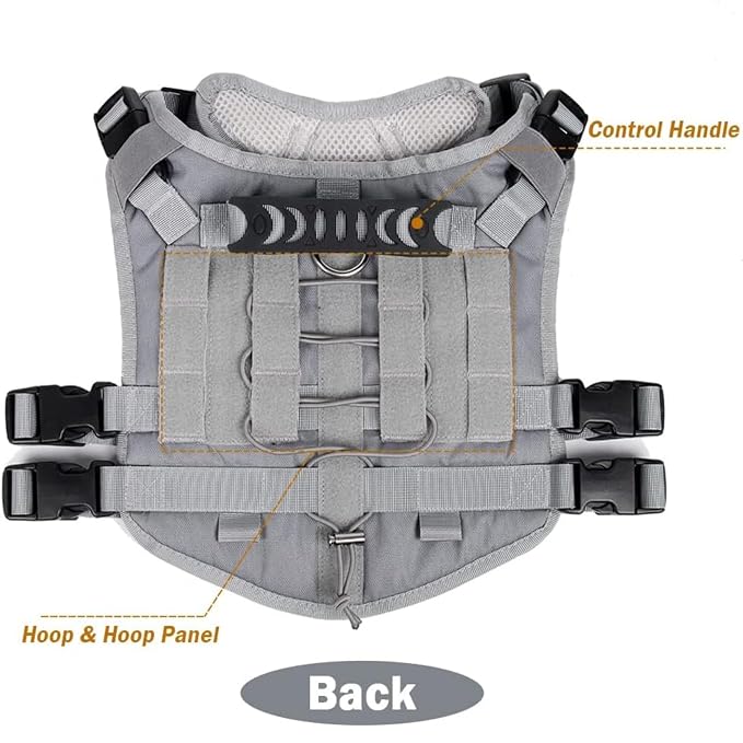 Tactical Dog Harness No Pull – Heavy Duty Military Grade Vest with MOLLE Panels & Easy Control Handle | Adjustable Service Dog Harness for Training Walking | Medium Large Dogs – German Shepherd, Labrador