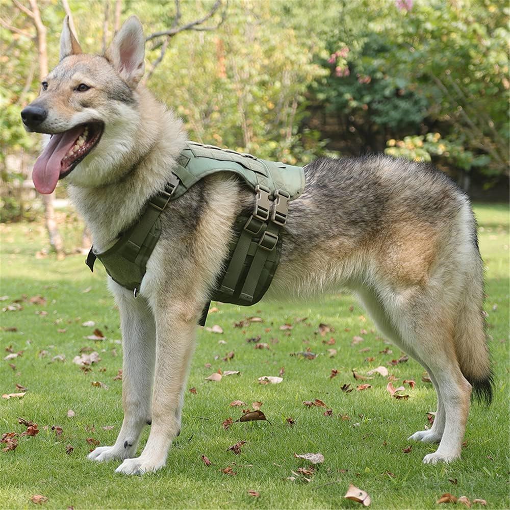 Tactical No Pull Adjustable Harness for Dogs, Military Grade with Molle Panels Easy Control with Handle