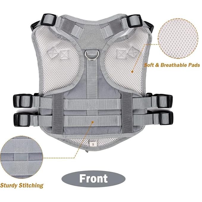 Tactical Dog Harness No Pull – Heavy Duty Military Grade Vest with MOLLE Panels & Easy Control Handle | Adjustable Service Dog Harness for Training Walking | Medium Large Dogs – German Shepherd, Labrador