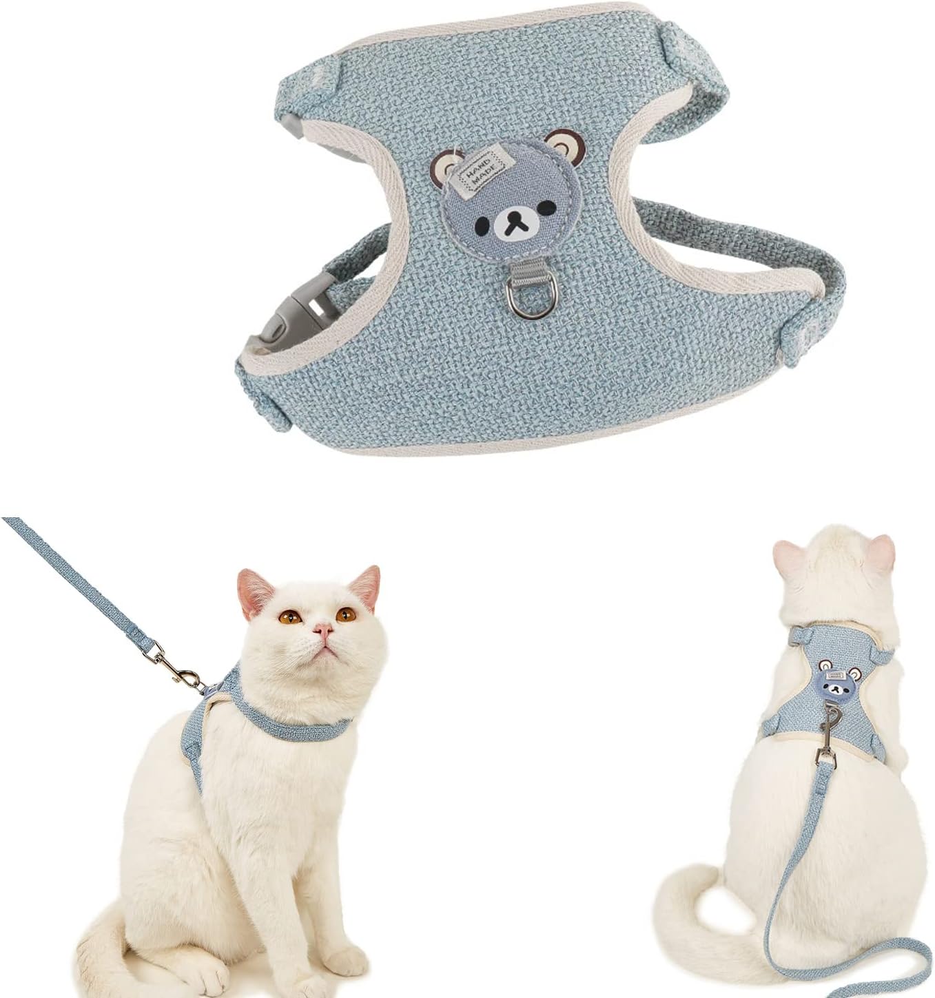 Cute Cat Harness and Leash Set - Lightweight & Escape Proof - Adjustable and Soft Walking Harness for Cats