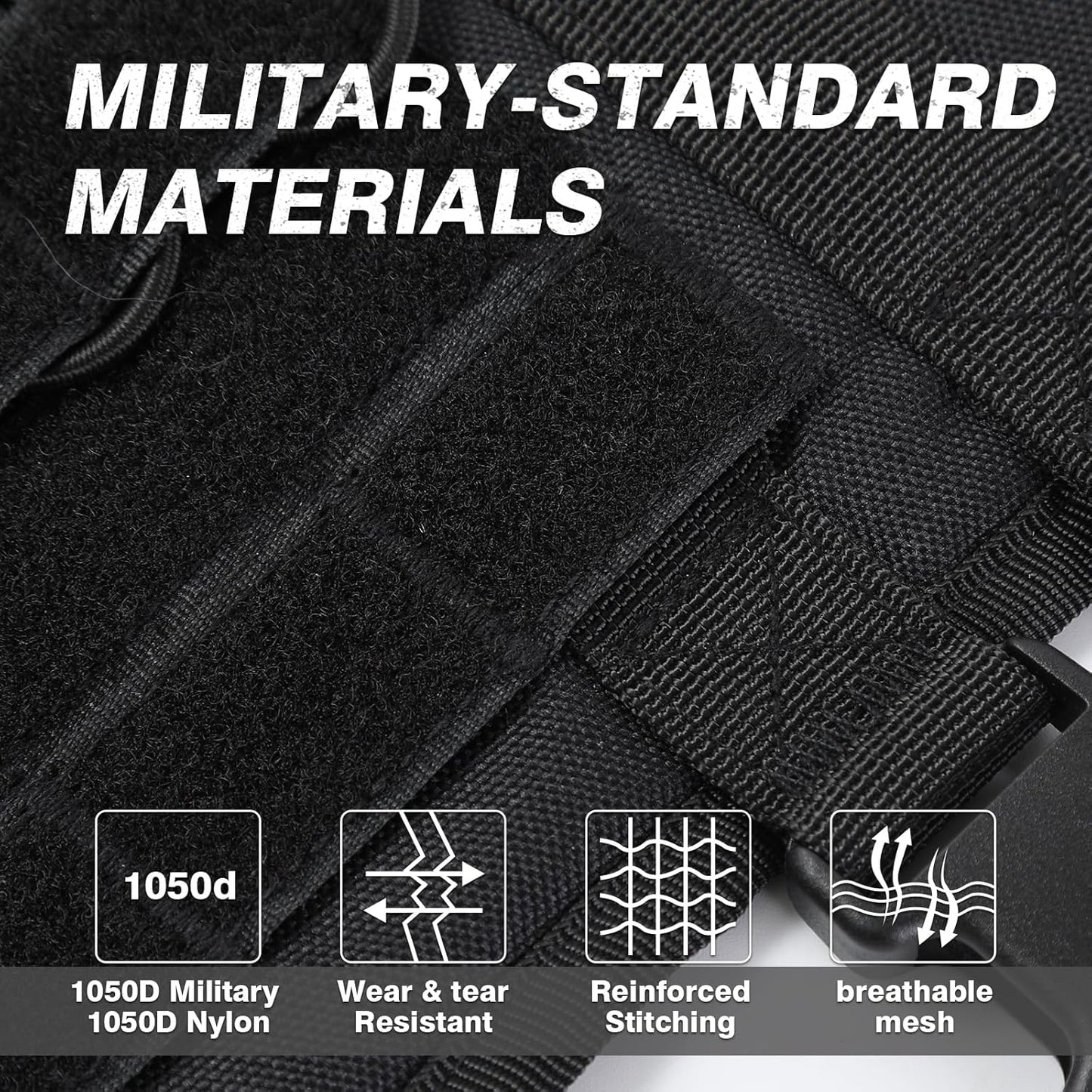 Tactical No Pull Adjustable Harness for Dogs, Military Grade with Molle Panels Easy Control with Handle