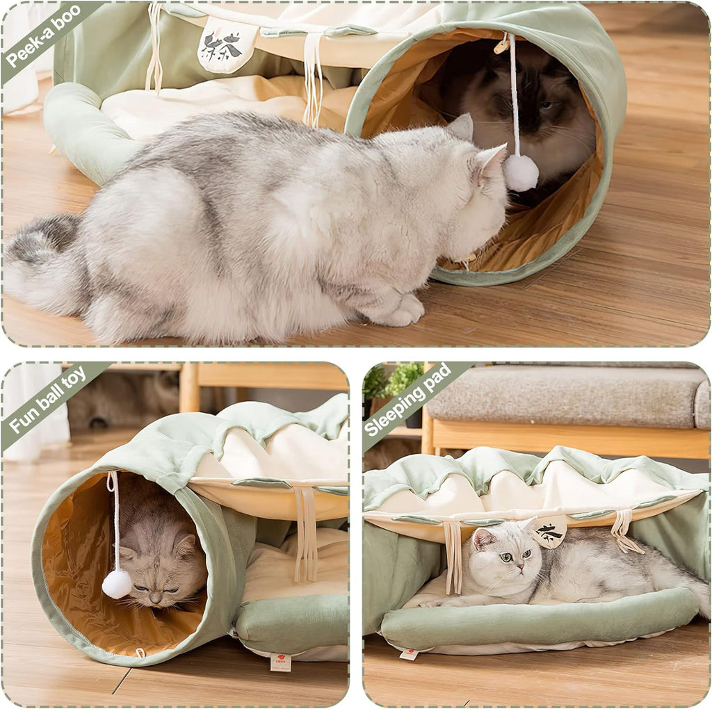 Cat Tunnel Bed + Harness Bundle – Play, Explore & Nap