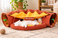 Cat Tunnel Bed for Indoor Cats – 2-in-1 Collapsible Cat Play Tunnel with Hanging Toy | Foldable Washable Cat Cave Hideaway for Kittens & Rabbits