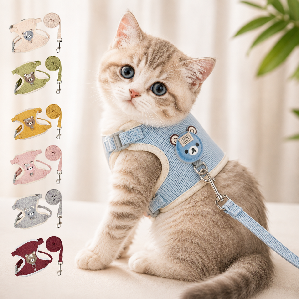 Cat Harness and Leash Set for Walking – Escape Proof, Soft Adjustable Vest Harness for Small, Medium & Large Cats and Kittens