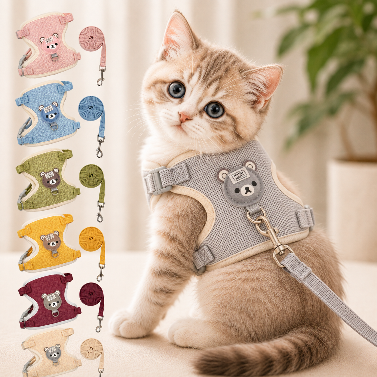 Cat Harness and Leash Set for Walking – Escape Proof, Soft Adjustable Vest Harness for Small, Medium & Large Cats and Kittens
