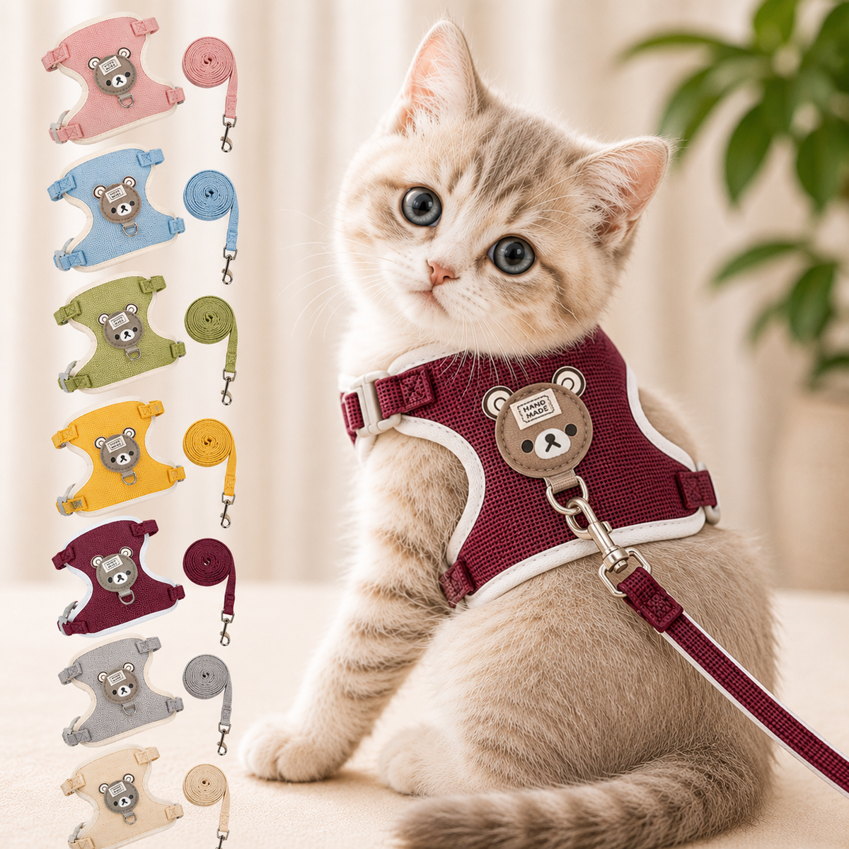 Cat Harness and Leash Set for Walking – Escape Proof, Soft Adjustable Vest Harness for Small, Medium & Large Cats and Kittens