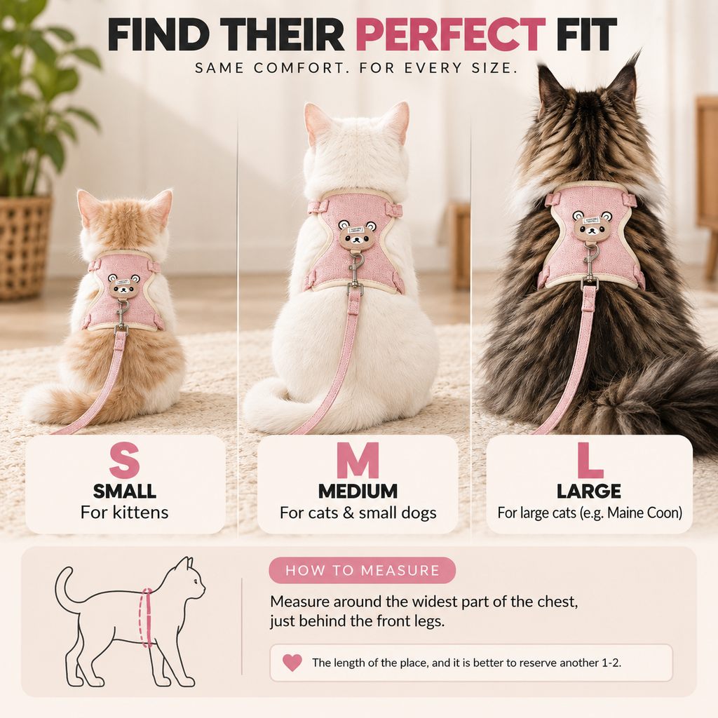 Cat Harness and Leash Set for Walking – Escape Proof, Soft Adjustable Vest Harness for Small, Medium & Large Cats and Kittens