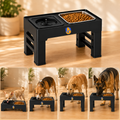 Elevated Dog Bowls – 4 Height Adjustable Raised Stand with Stainless Steel or Slow Feeder Bowl & No Spill Water Bowl | Non-Slip Dog Feeding Station for Small Medium Large Dogs