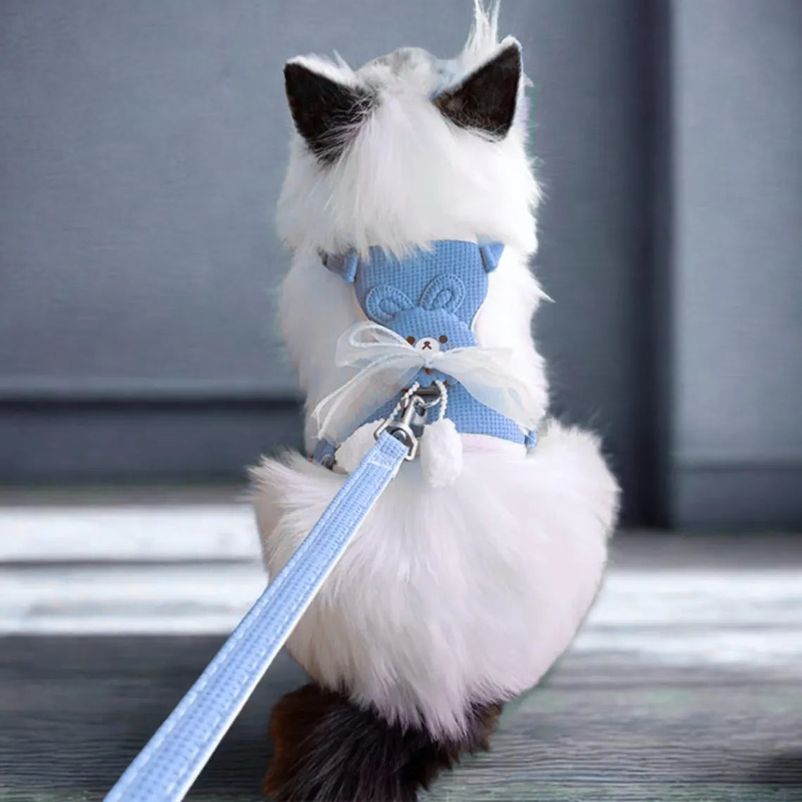 Cat Harness with Leash | Lightweight Adjustable Vest-Style Harness for Small & Medium Cats | Soft, Breathable & Comfortable | Cute Bunny Design with Bow